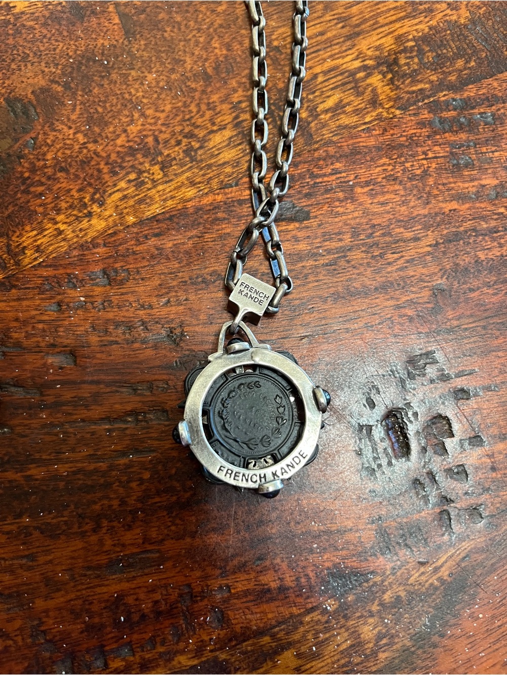 French Kande vintage black medallion silver cross silver necklace HTF style - Picture 7 of 9